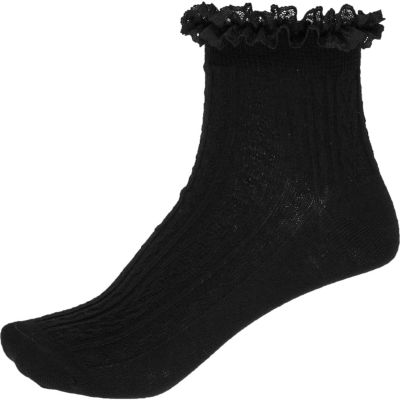 Black frilly ankle socks